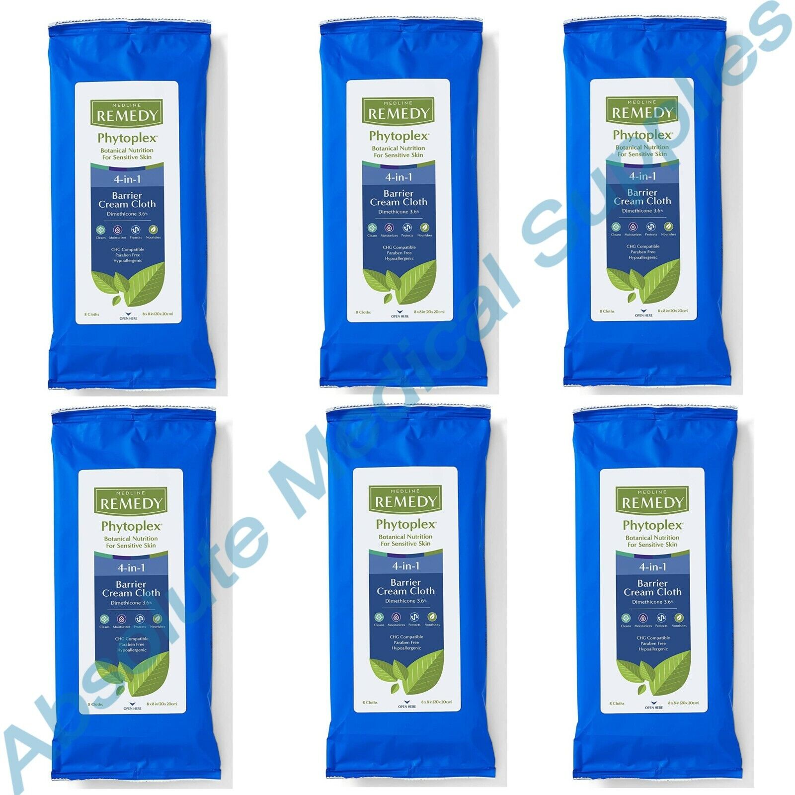 *6-Packs* Medline Remedy Phytoplex 4-in-1 Barrier Cream Cloth Wipes MSC092508 Medline MSC092508