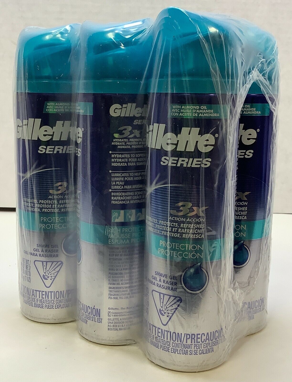 Gillette Series, 3x Action Protection Shave Gel, 7 OZ, LOT OF 6 CANS Gillette I0001101 - фотография #2