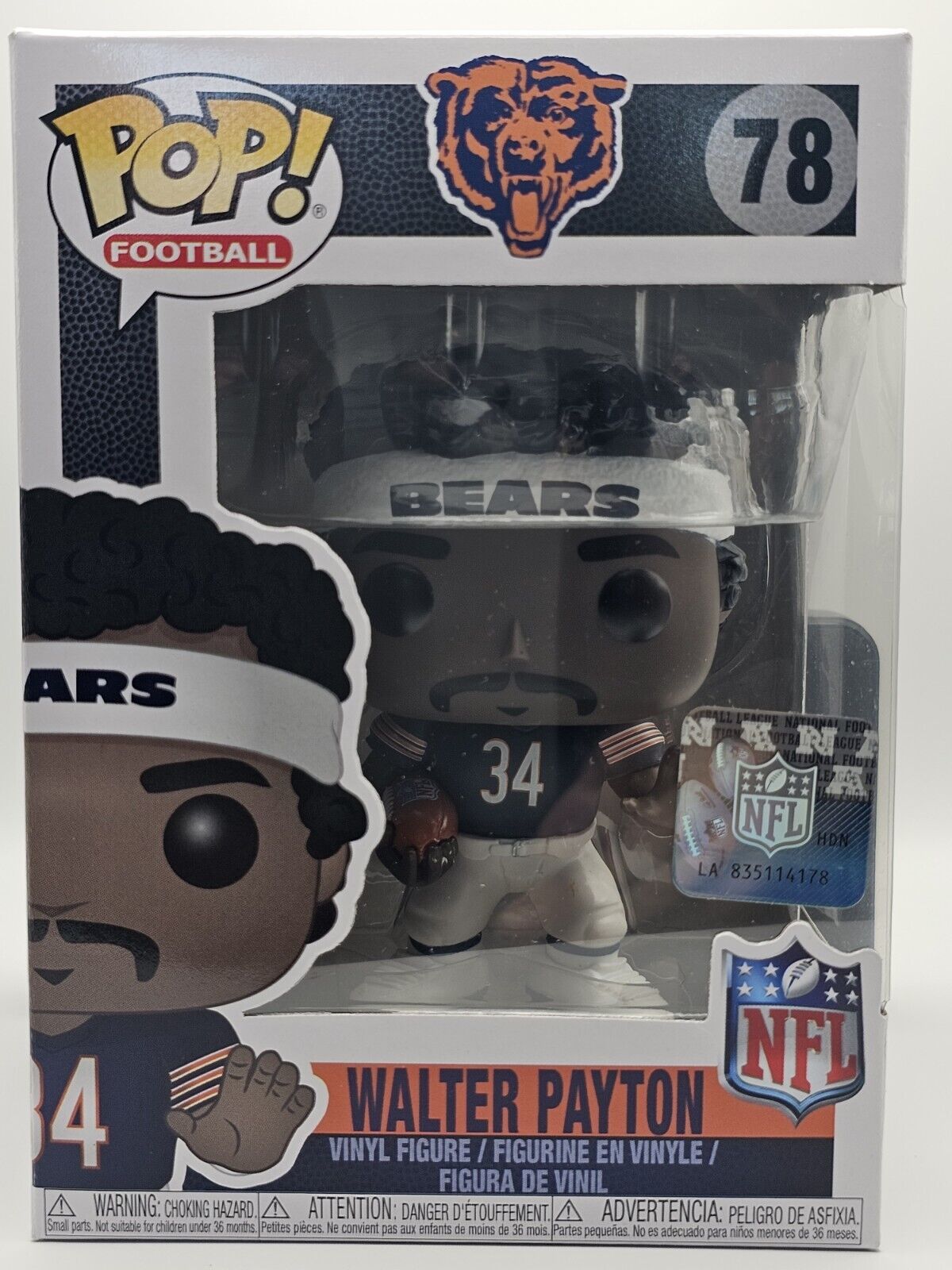 Walter Payton Funko Pop! #78 with 1979 Topps card +Bonus cards NFL Chicago Bears Funko 57406