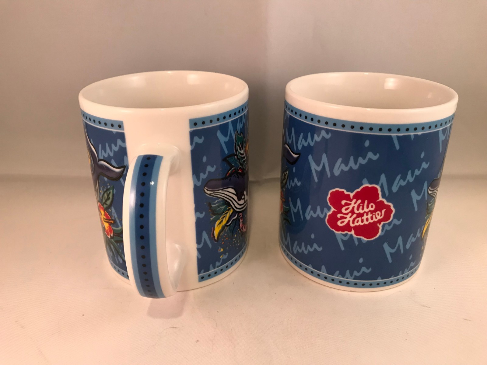 Hilo Hattie Maui Hawaii Blue Whale Souvenir Coffee Tea Cup Mug Lot of 2 Без бренда - фотография #2