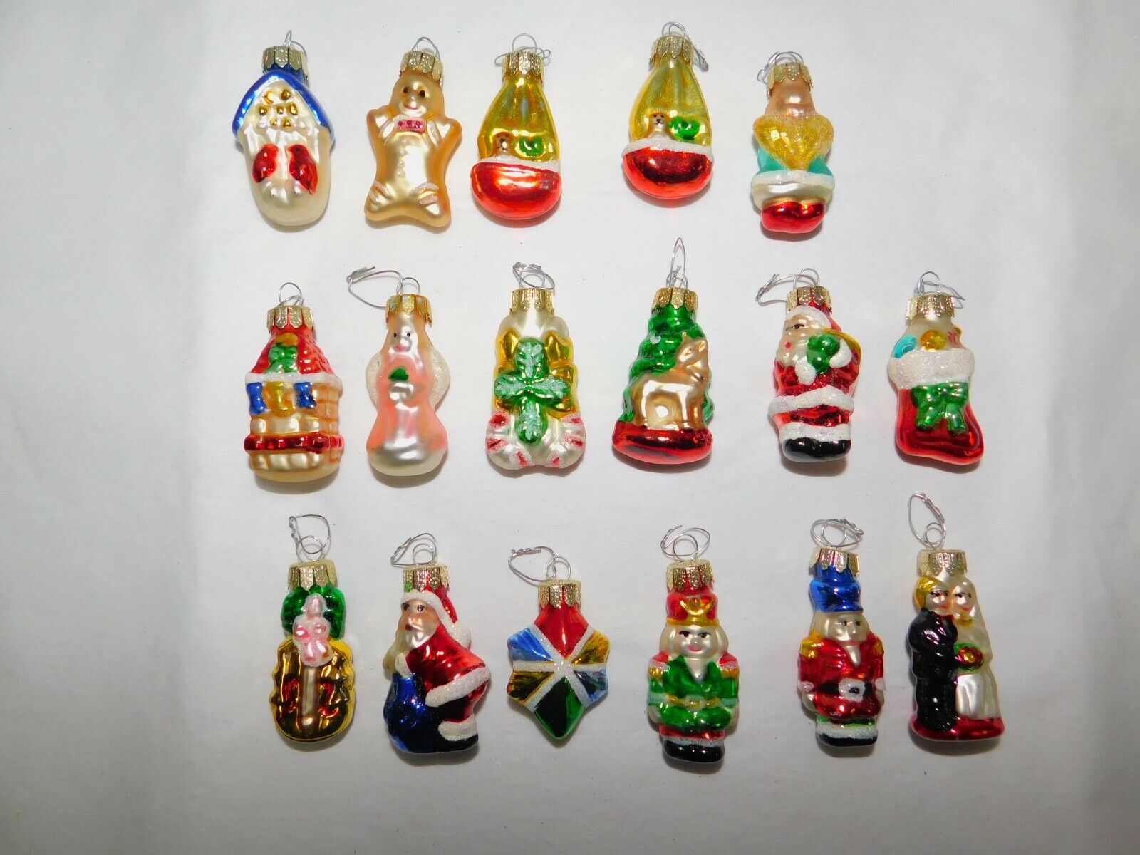 Small Glass Figural Christmas Ornaments Lot of 17 Excellent Condition! Unknown