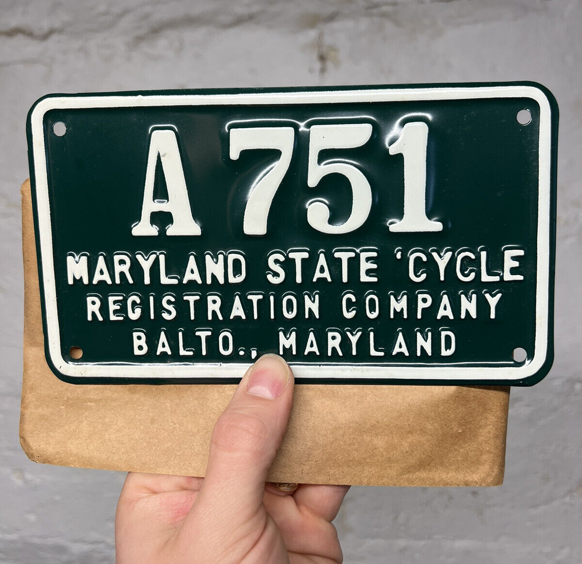 ✨ Vintage 1950s Baltimore Maryland BICYCLE License Plate Sign Gas Oil #A751 7x4✨ Без бренда
