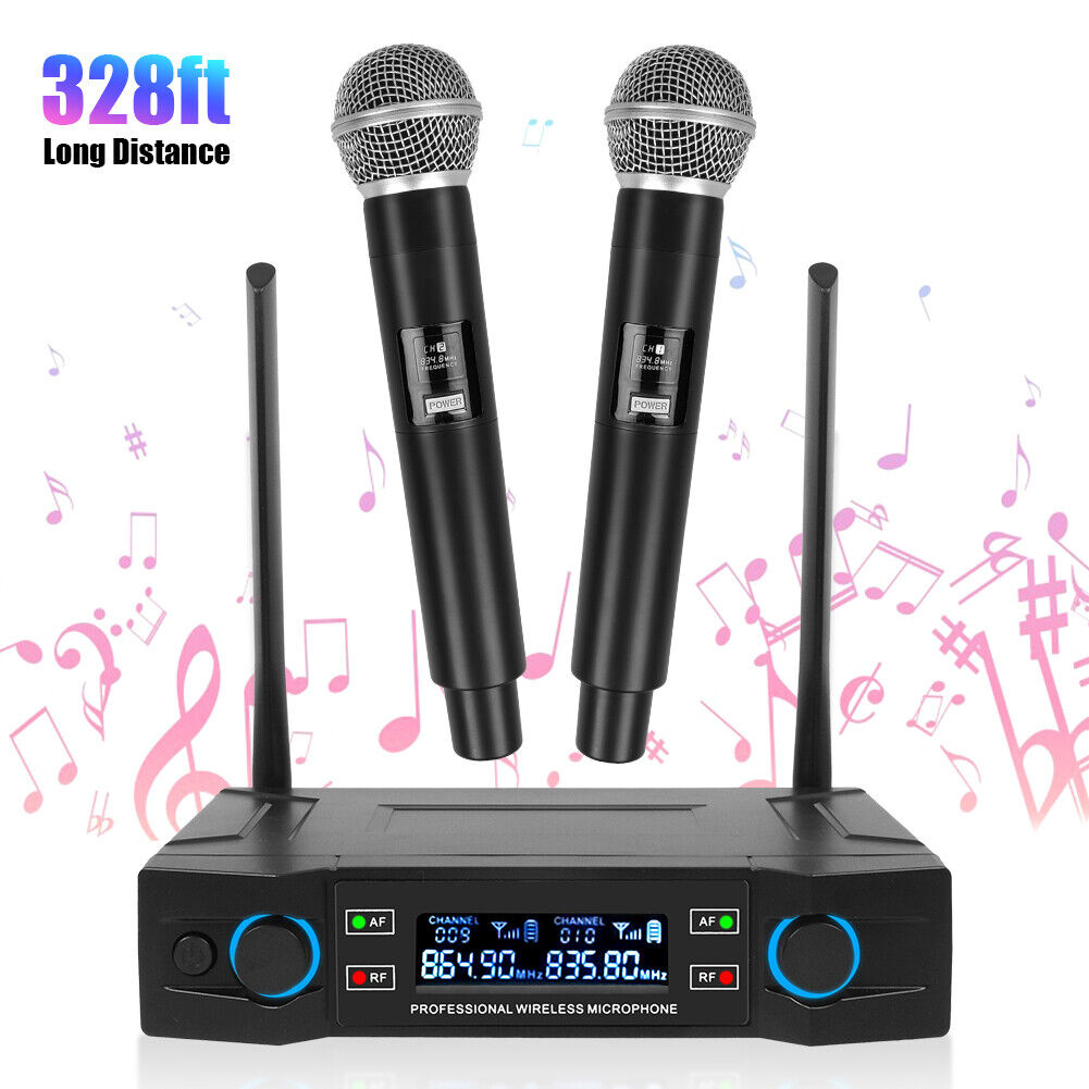 2 Channel UHF Wireless Dual Microphone Cordless Handheld Mic System Household US Unbranded / - фотография #2