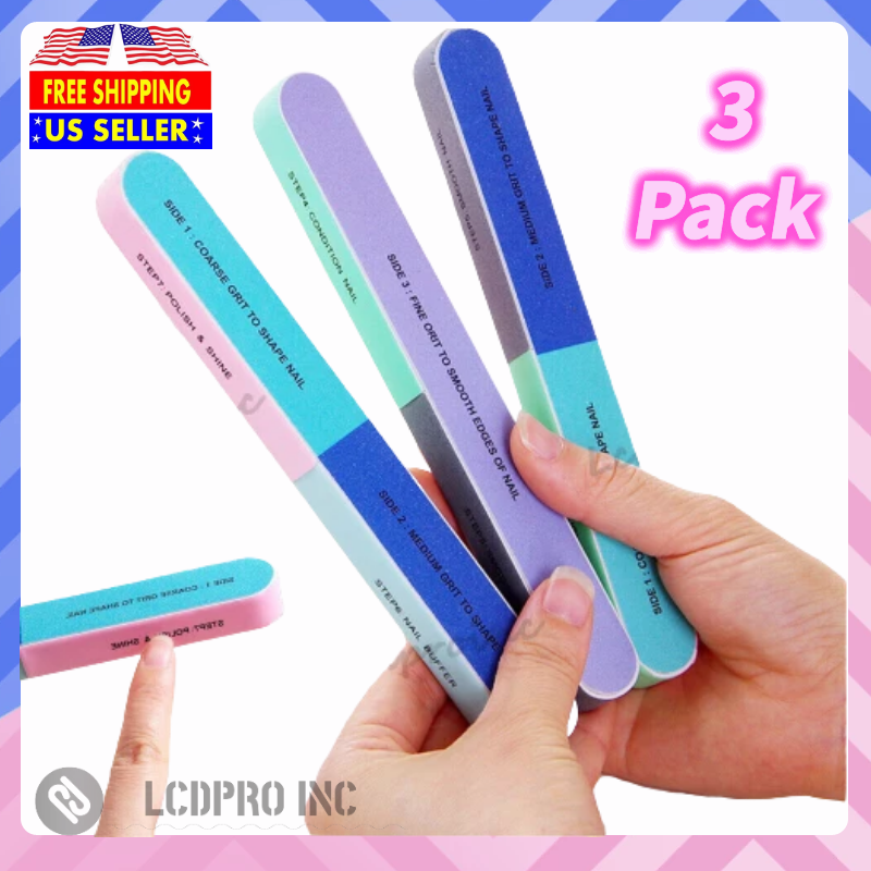 3Pack 7-In-1 Nail File Polish Buffer Shine Manicure Pedicure Polish Sanding Tool Unbranded Does not apply