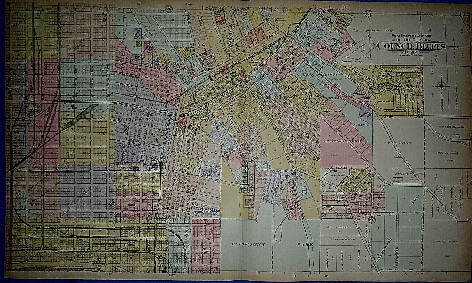 Rare Set of 7 Plat Maps ~ 1902 CITY of COUNCIL BLUFFS, IOWA ~ Original Authentic Без бренда - фотография #2