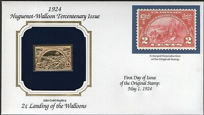 1924 Huguenot-Walloon Issue U.S Golden Replicas of Classic Stamps. Set of 3 Без бренда - фотография #2