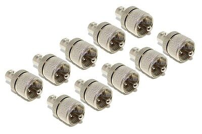 NEW 10 pack BNC female to UHF male PL-259 coax cable adapters Steren 200-195