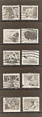 T&G STAMPS - 1880-1889 American Wildlife Used Set of 10 *ANY 4 = FREE SHIPPING* Без бренда
