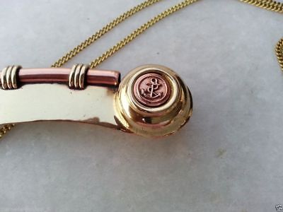 Brass Copper Boatswain Whistle w Wooden Box Bosun Call Pipe 5.5" Maritime Gift Без бренда - фотография #4
