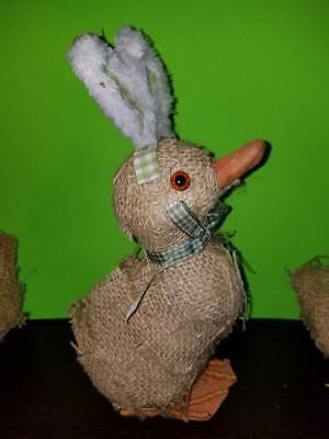 NEW SET OF 3 11" FOAM DUCKS WITH EASTER BUNNY EARS IN BURLAP TABLE DECORATIONS Без бренда - фотография #5