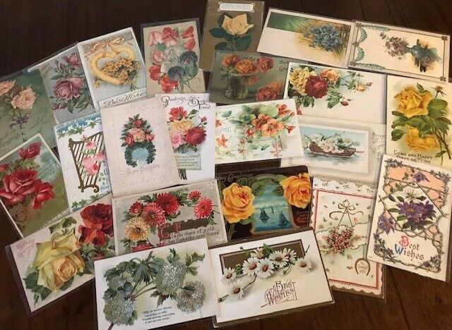 Lot of 25 Vintage 1900’s Greetings Postcards ~Antique-In Sleeves~Free Shipping! Без бренда - фотография #3