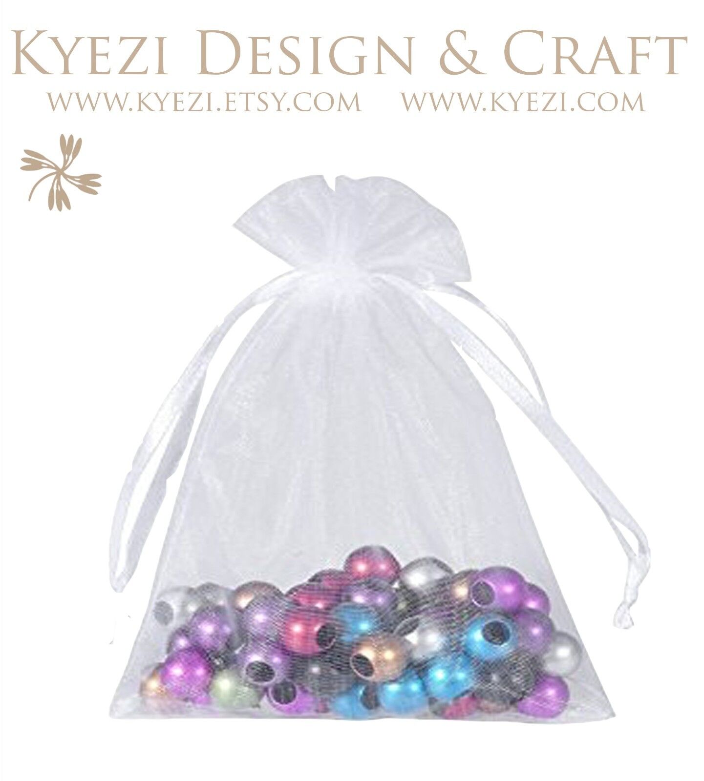 50/100/150/200 Drawstring Organza Bag Jewelry Pouch Wedding Party Favor Gift Bag Kyezi Design and Craft Does Not Apply - фотография #2