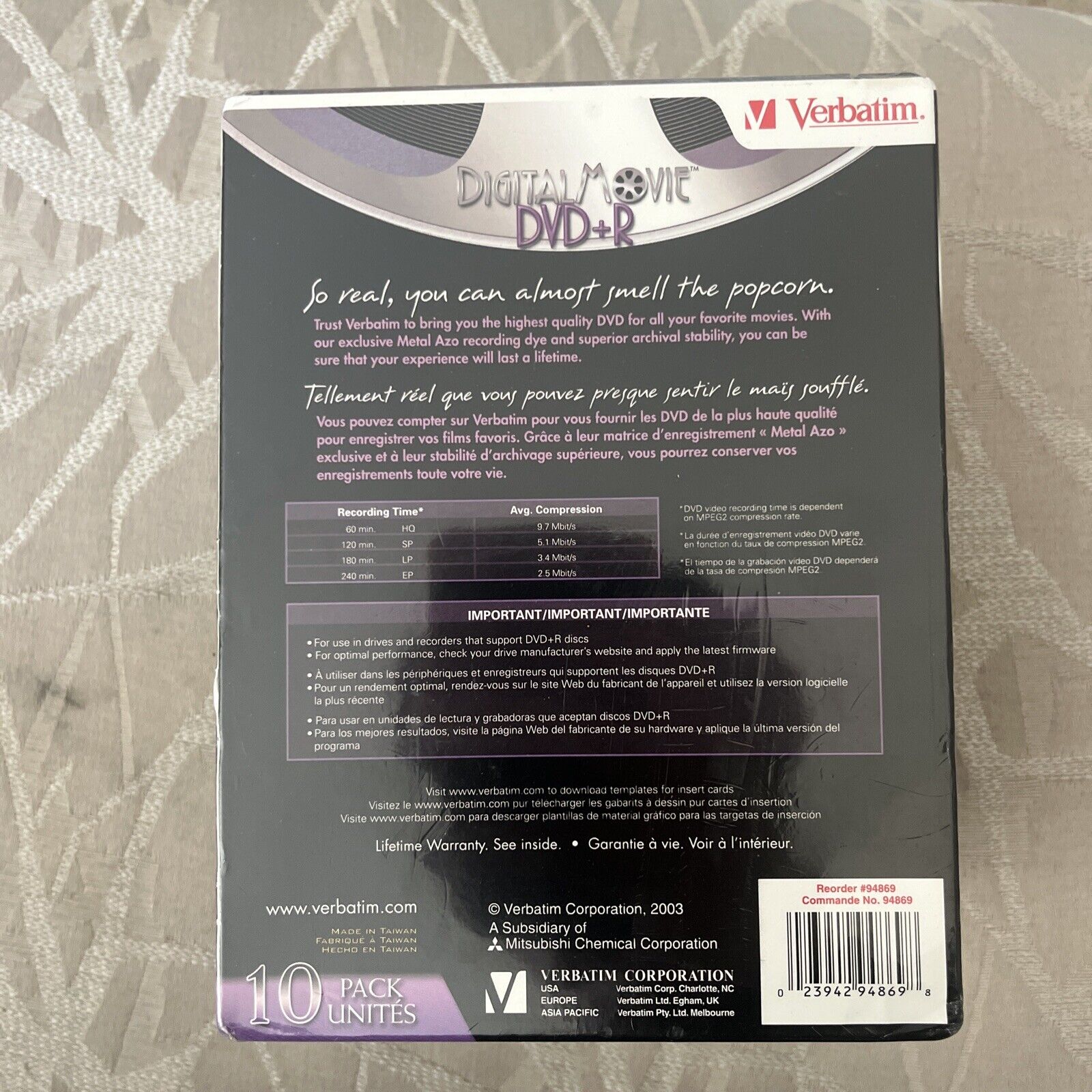 Verbatim Digital Movie DVD-R Blank Discs 10 pack sealed *NEW* ME79 Verbatim - фотография #2