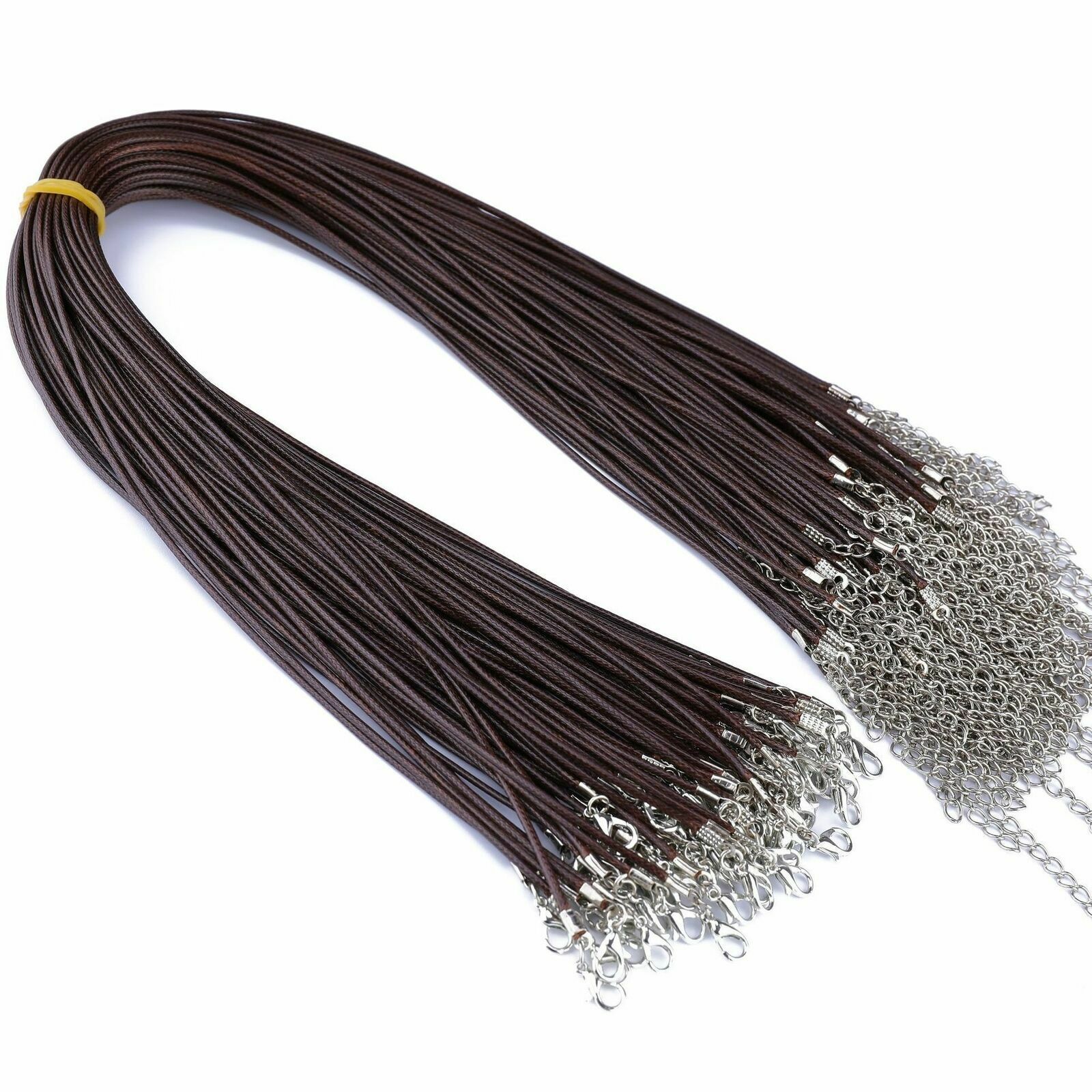 100pcs 1.5mm Coffee Wax Leather Cord Necklace Rope 45cm Chain Lobster Clasp DIY Unbranded - фотография #4