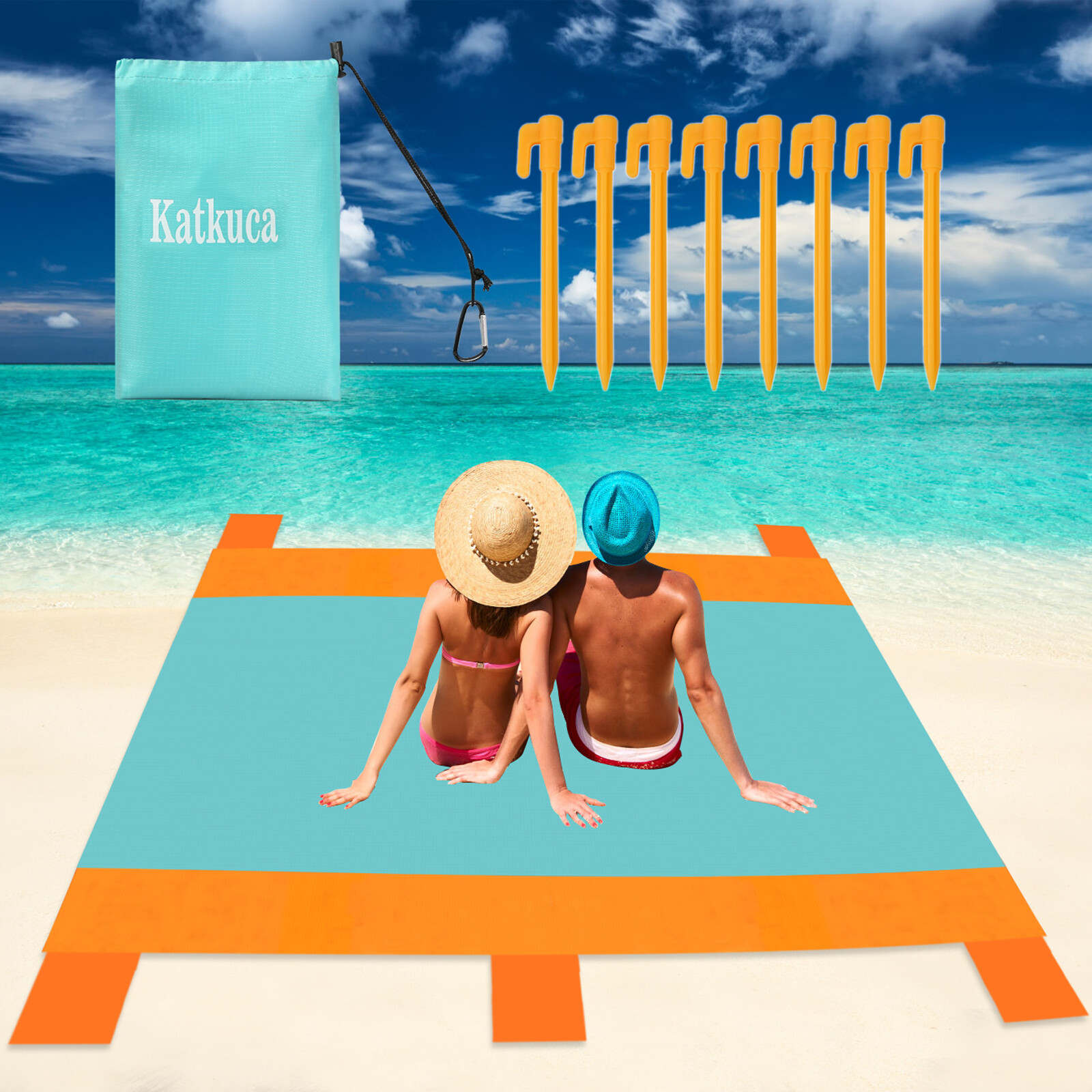 Beach Mat Picnic Pad 108x85" Outdoor Waterproof Pocket Sandproof Camping Travel VECELO - фотография #2