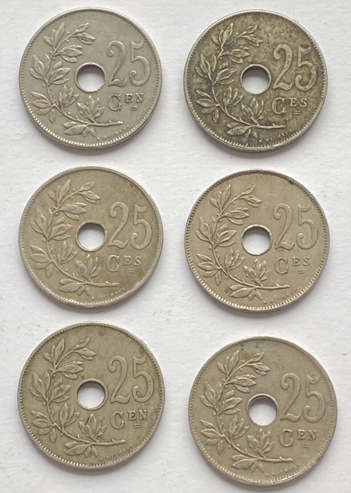 6 x - Belgium - 25 Centimes - 1910,1920,1922,1925,1927 & 1928 - Free UK P&P  Без бренда - фотография #4