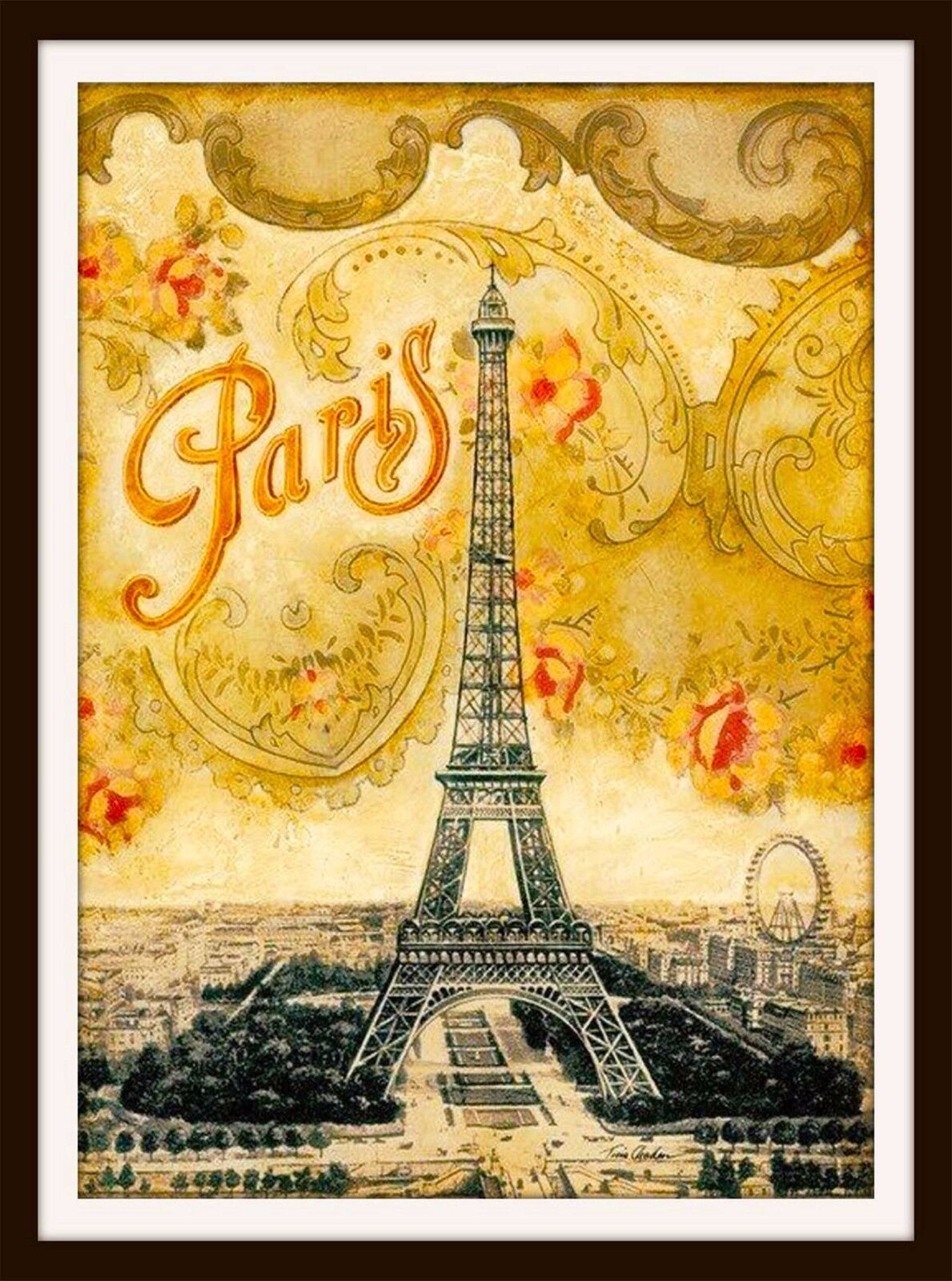 Paris Eiffel Tower French Europe European Vintage Travel Advertisement Poster Без бренда