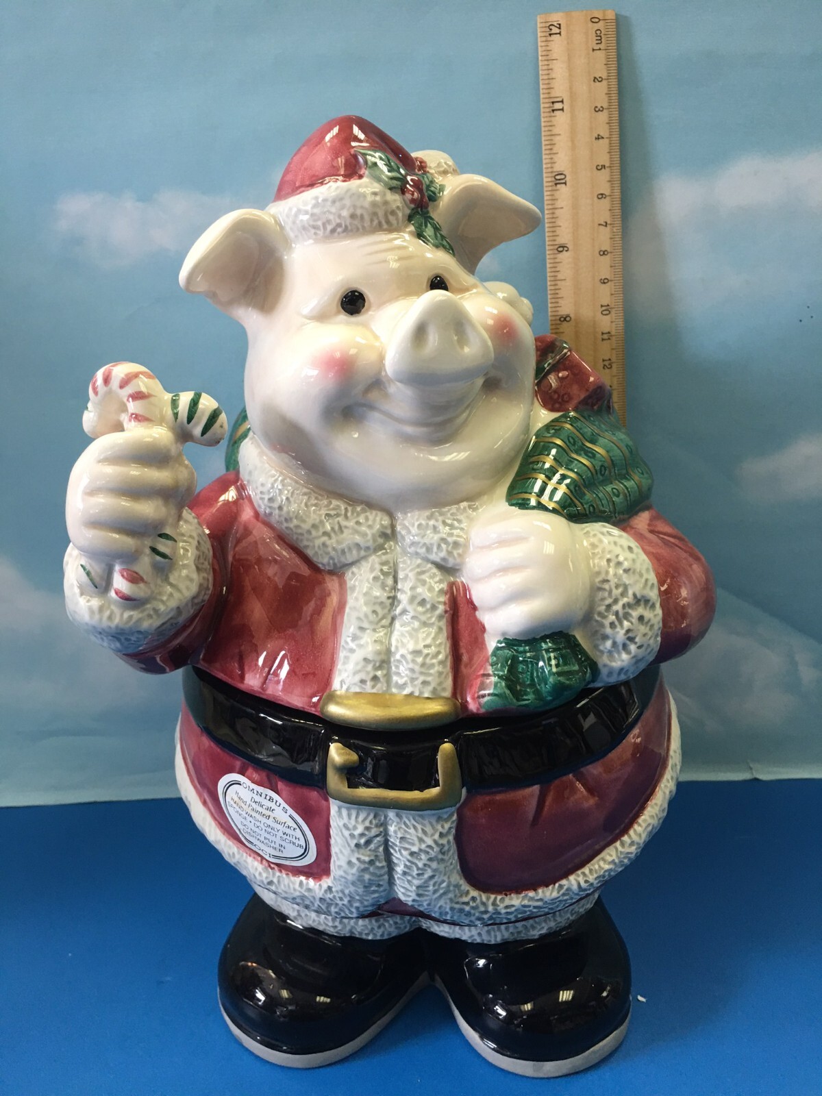 FITZ & FLOYD OMNIBUS OCI  VINTAGE  PIG SANTA CLAUS CHRISTMAS COOKIE JAR NEW rare Fitz & Floyd - фотография #8