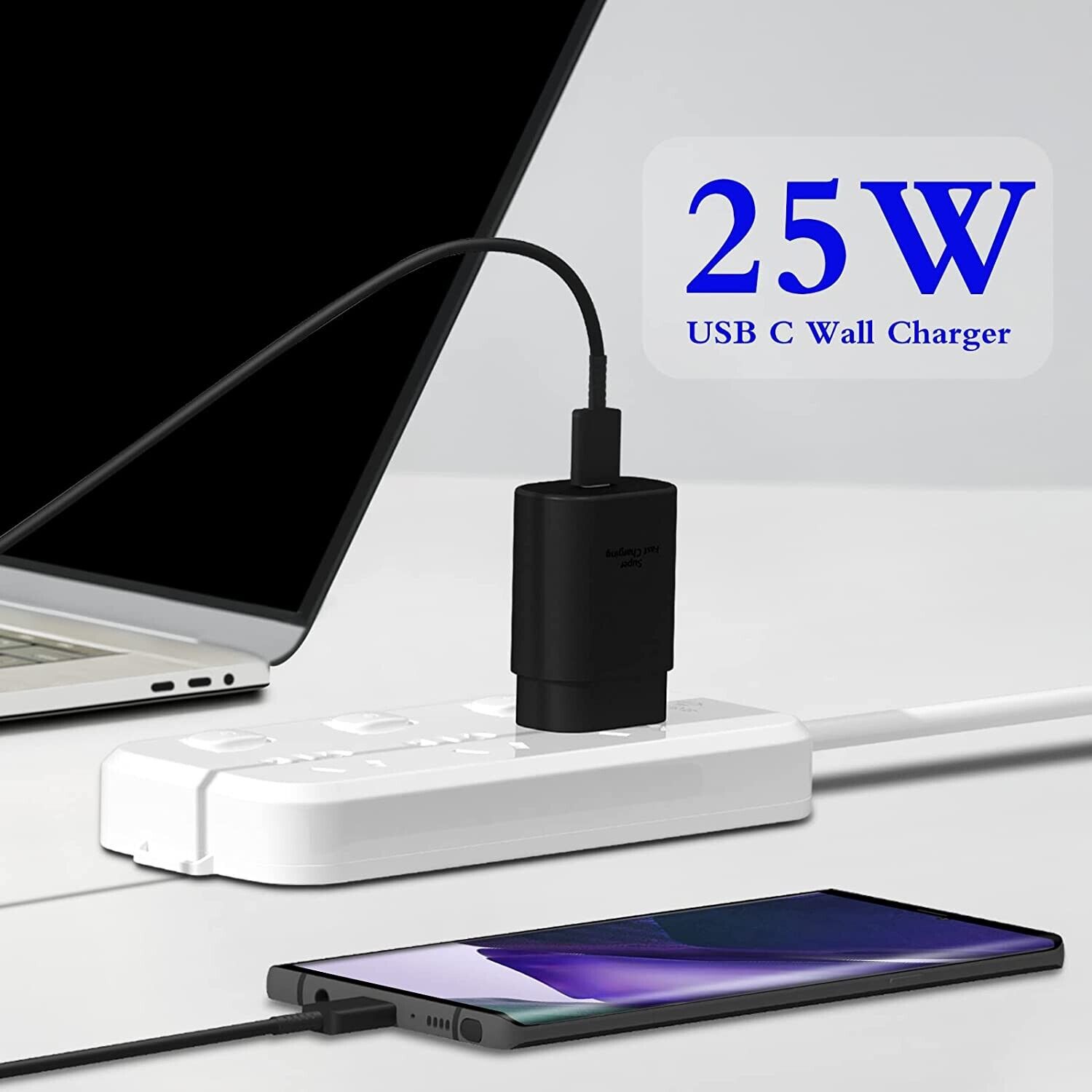 2x GENUINE 25 Watt SUPER Fast Wall Charger & USB-C Cable For Samsung S23 S22 S21 TCoology Quick Charge Rapid Charging, Galaxy S21 S21+ Ultra Plus 5G FE, Galaxy Note 10 10+ Ultra Plus 5G, Galaxy Note 20 20+ Ultra Plus 5G, Galaxy S20 S20+ Ultra 5G Ultra, LG V30 40 50 60 Stylo 4 5 6, Power Delivery PD, Galaxy A20 A21 A22 A50 A51 A52, LG V30 V40 V50 V60 Stylo 4 5 6, Galaxy Tab S3 S4 S5 S6 S7 Pro, Extra Long Charger Cord Wire Plug, Galaxy A70 A71 A32 S10 S10+ Plus, Galaxy S10e/S9/S9+/S8/S8+ Plus, 2020 2018 iPad Pro 11/12.9, Motorola Moto Edge Plus One Zoom, Moto G 5G Plus Hyper One Vision G8 G9, Galaxy A90 A91 A92 A72 S8 S9 Plus, Galaxy Note 8 9 Tab S8 Pro - фотография #3