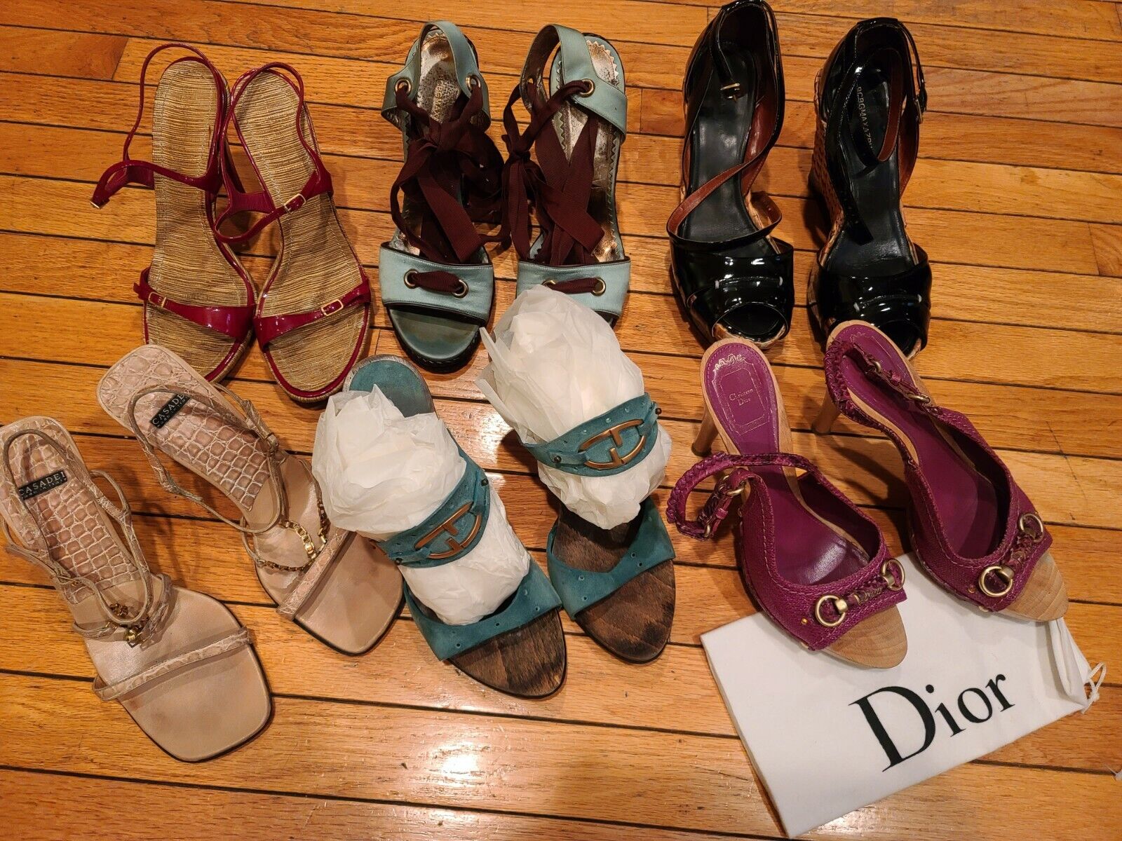 Used Ladies Designer Gucci Dior Casadei BCBG Wedges Heels Sandals Shoes 9 / 8.5 Gucci, Dior, BCBG