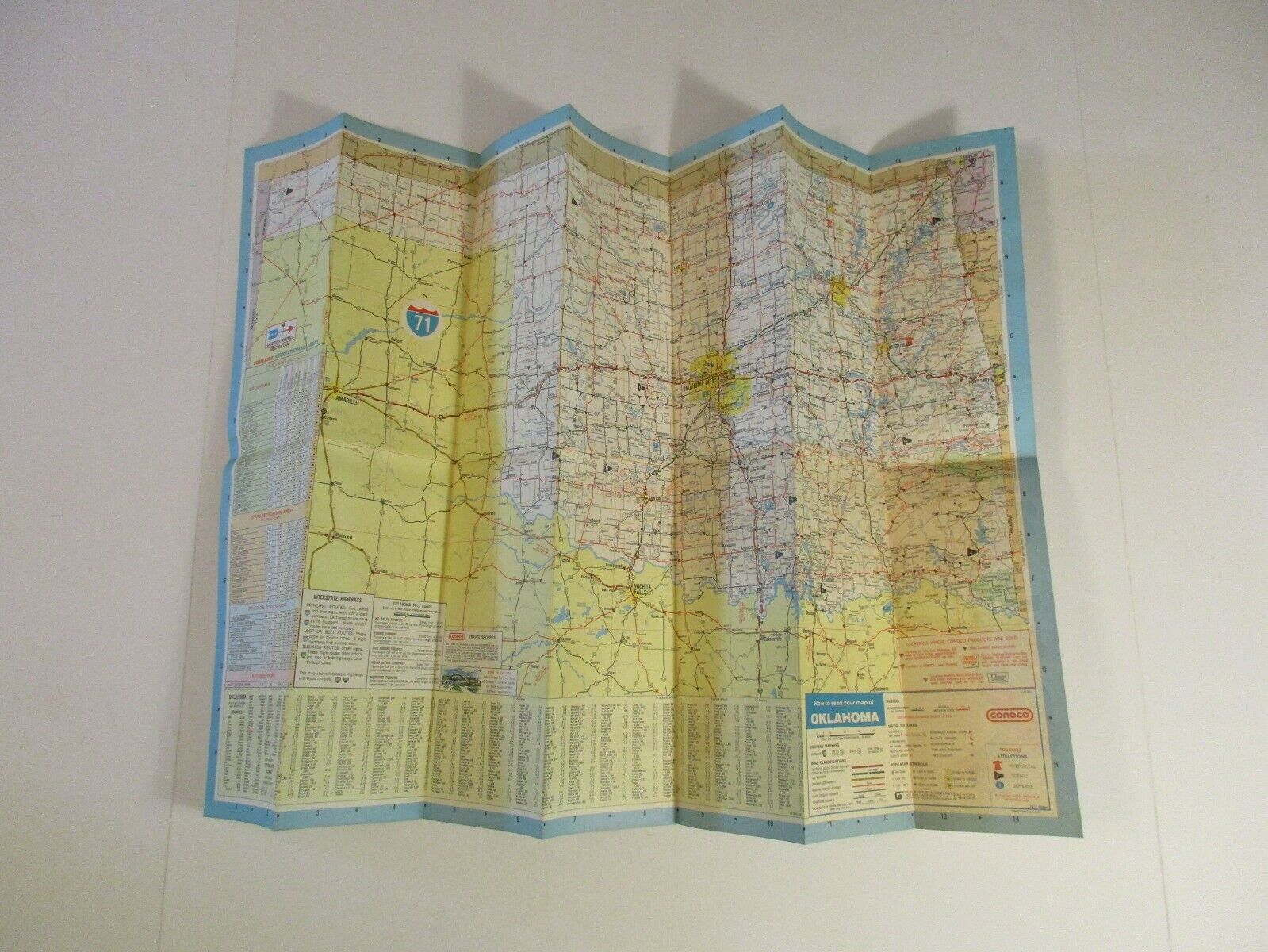 Vintage 1971 Conoco Oklahoma State Highway Oil Gas Station Travel Road Map~Box Z Conoco - фотография #4