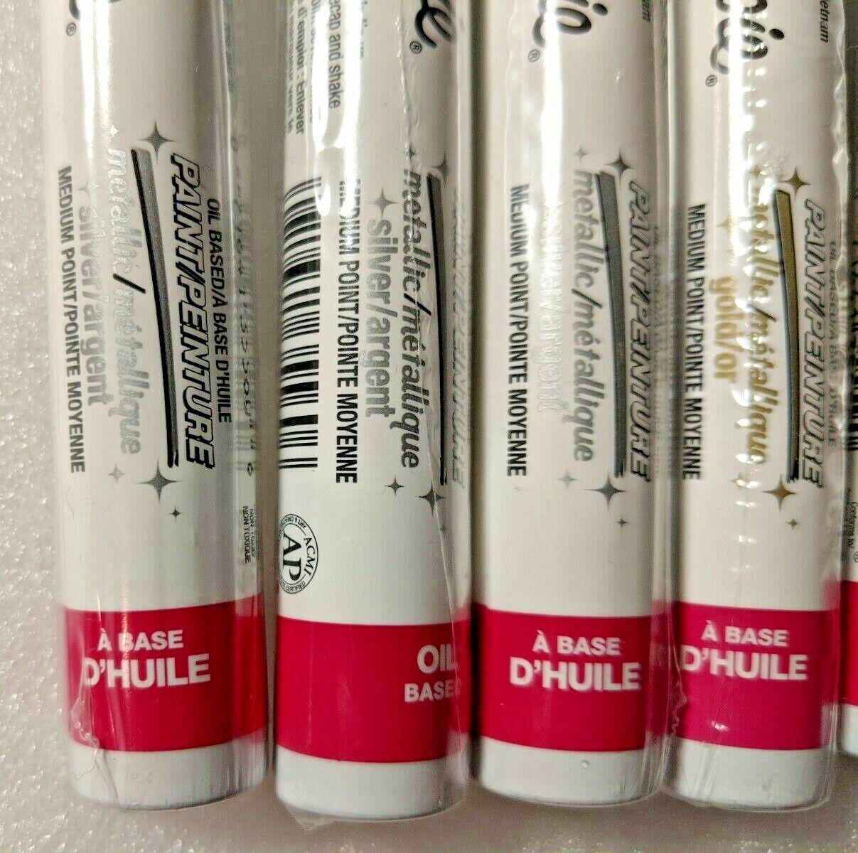 Lot of 7 New Sharpie Oil-Based Paint Markers Medium Point (Silver & Gold) -Lot A Sharpie Does Not Apply - фотография #2