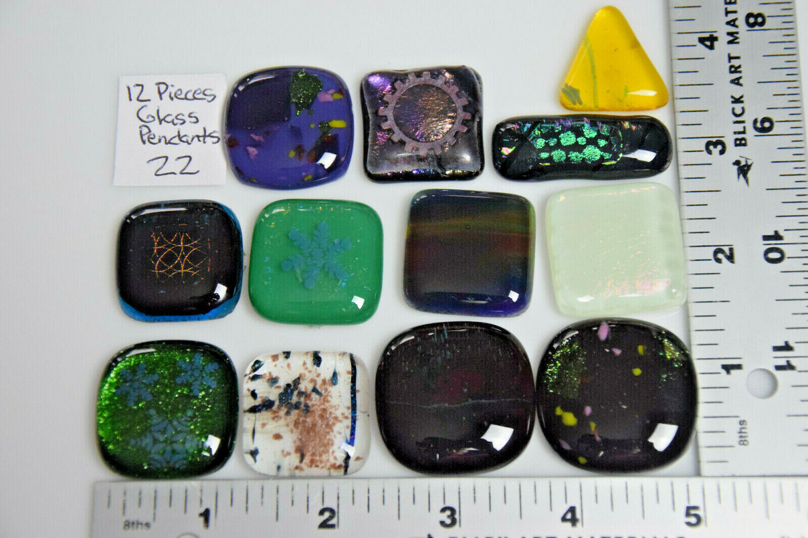 As Pictured Lot # 22 Made In USA Fused Glass Cabochons 12 Pack 90 coe Unbranded