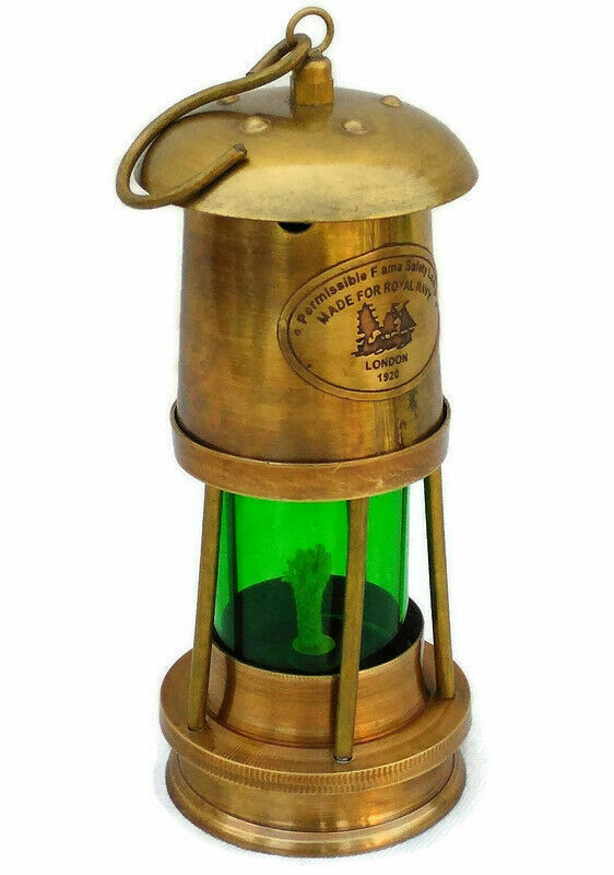Set Of 2 Antique Brass Minor Lamp Vintage Nautical Ship Boat Light Lantern Décor Без бренда - фотография #6