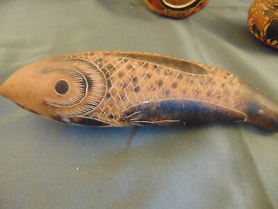 3 carved gourds cut dyed native birds fish birdhouse rattle decorative art craft Unbranded - фотография #3
