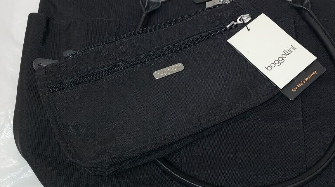 Baggallini  A La Carte Tote leather handles black & pattern make up bag(2) ITEMS Baggallini Baggallini A La Carte - фотография #14