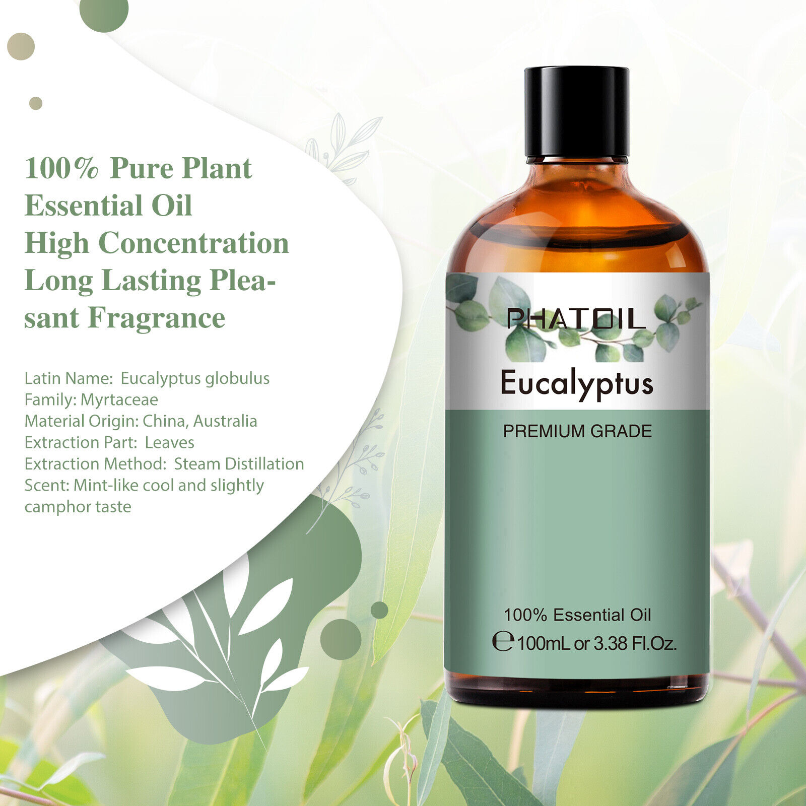 Eucalyptus Essential Oil 100ml  Aromatherapy 100% Pure Oils for Humidifiers US PHATOIL Does Not Apply - фотография #3