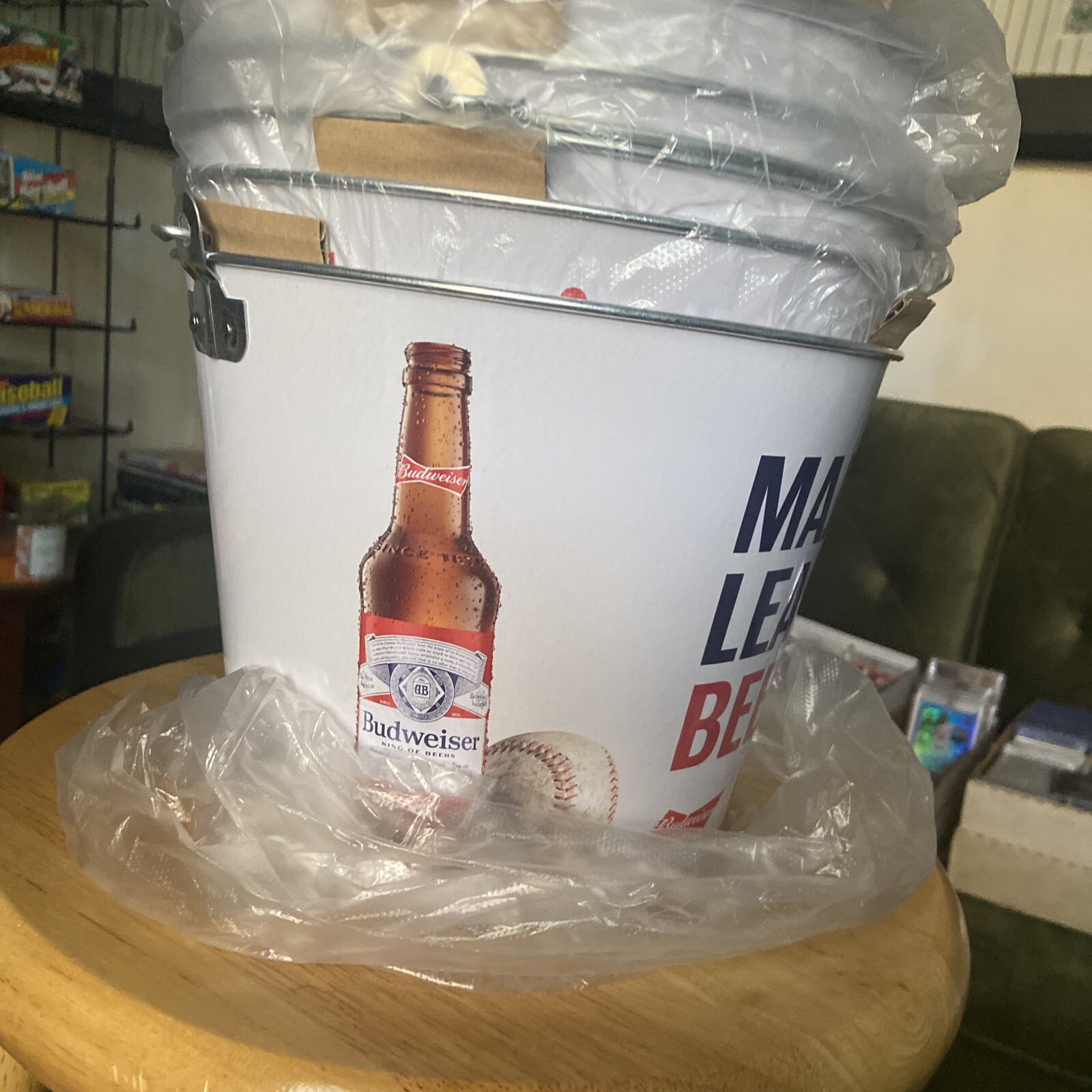 Budweiser Beer Ice Bucket 5 Qt Galvanized 7 1/4" Tall New MLB (4 lot) Budweiser Bud Light Beer Ice Bucket - фотография #2