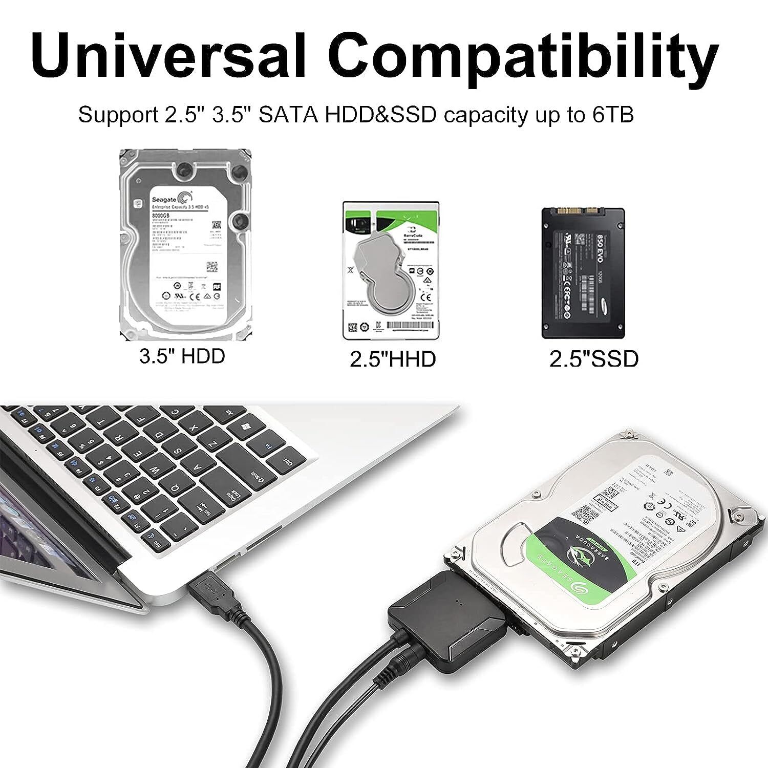 USB 3.0 to SATA External Hard Drive Converter Adapter 2.5'' 3.5'' SSD HDD Cable UVOOI Does Not Apply - фотография #3