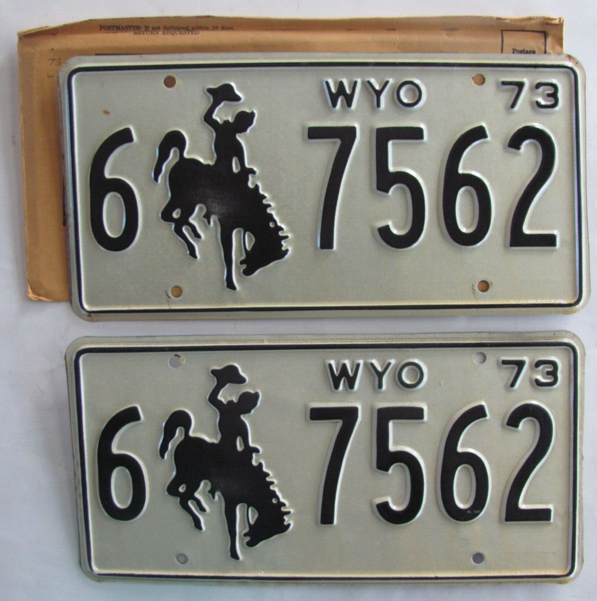 1973 Wyoming car license plates NEW PAIR NOS Без бренда