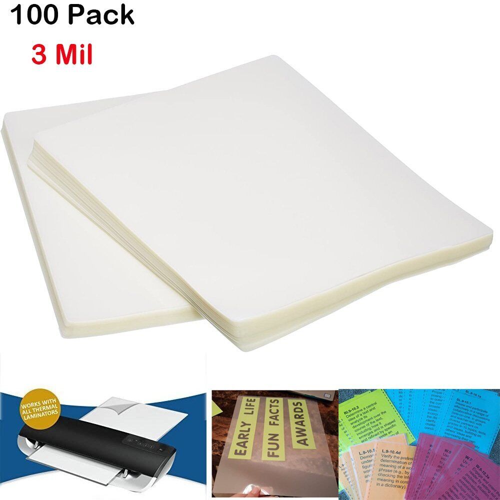 Clear Thermal Laminating Plastic Paper Laminator Sheets 9 x 11.5" Sheet 100-Pack Unbranded Does Not Apply
