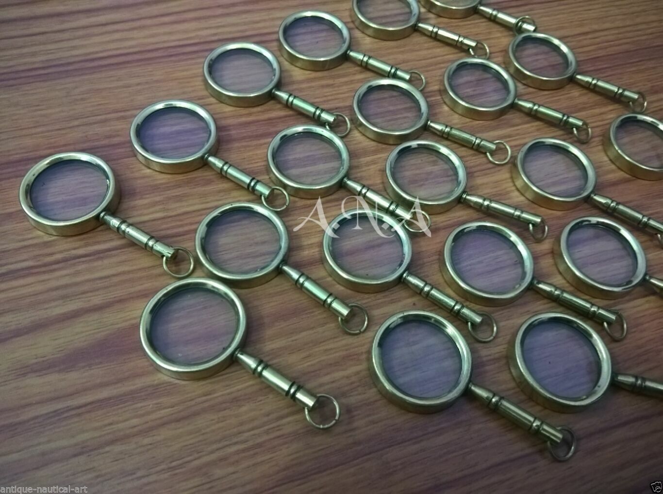 Lot Of 20 Pcs Brass Vintage Magnifier Key chain Collectible Magnifying Key Ring  Без бренда