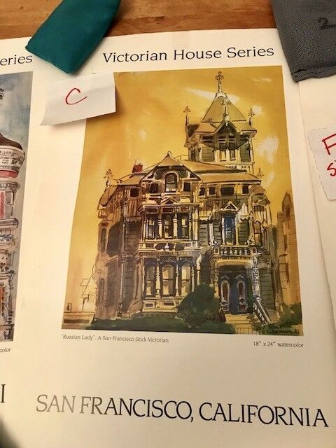 7 prints GLORIA CALAMAR, watercolorist - Victorian House Series, 3 signed Без бренда - фотография #6