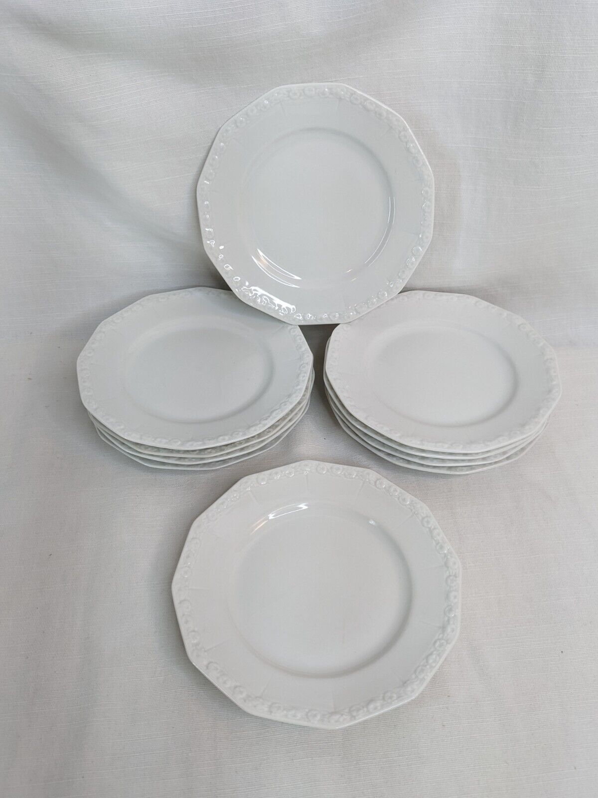 10x Rosenthal Continental: Maria White Classic Rose Bread & Butter Plates, 6.25" Rosenthal