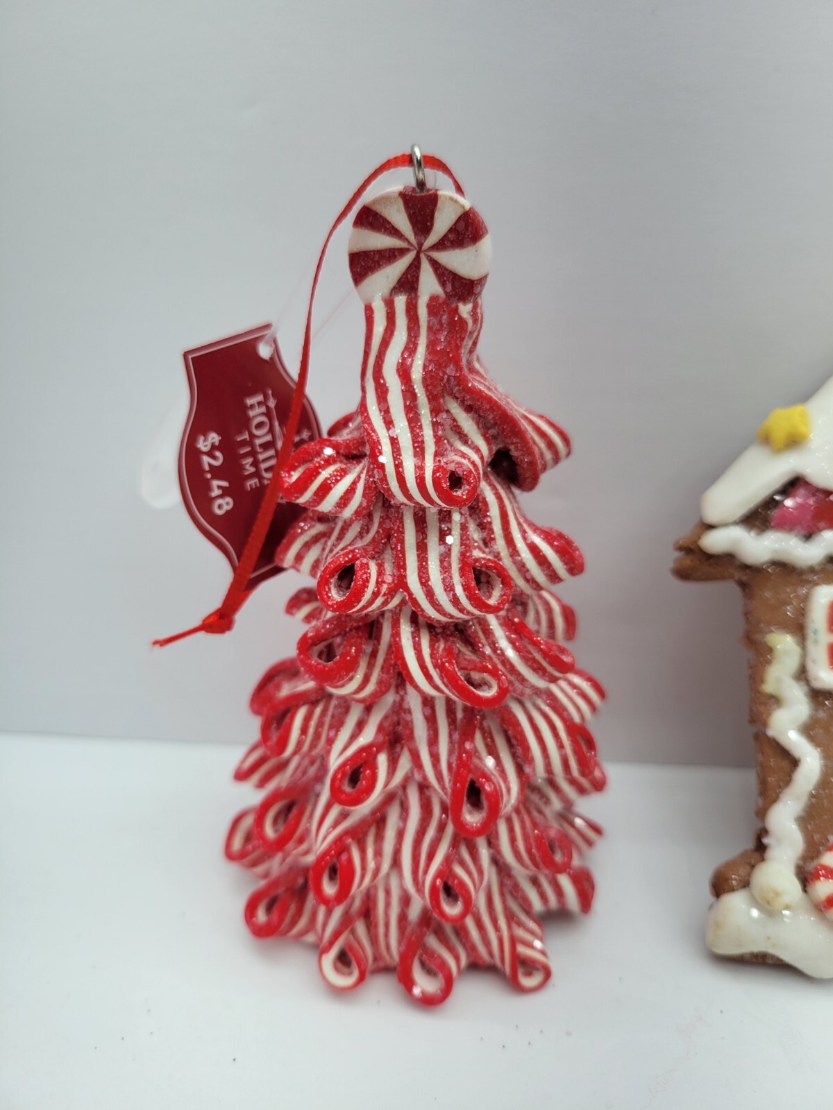 Holiday Time Gingerbread House And Peppermint Tree Ornament Set Holiday Time - фотография #3