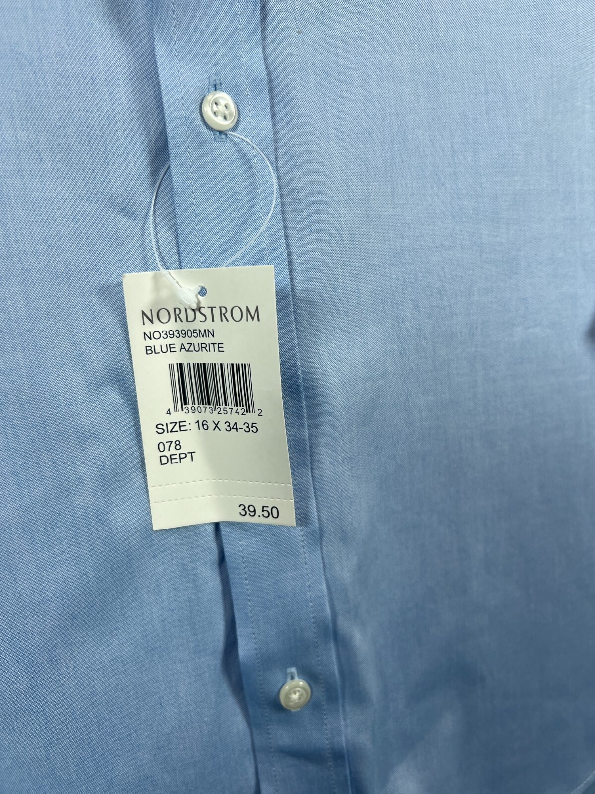 NWT Nordstrom Mens Shop Dress Shirt 16 34-35 Blue Trim Fit Non Iron Button A13 Nordstrom - фотография #8