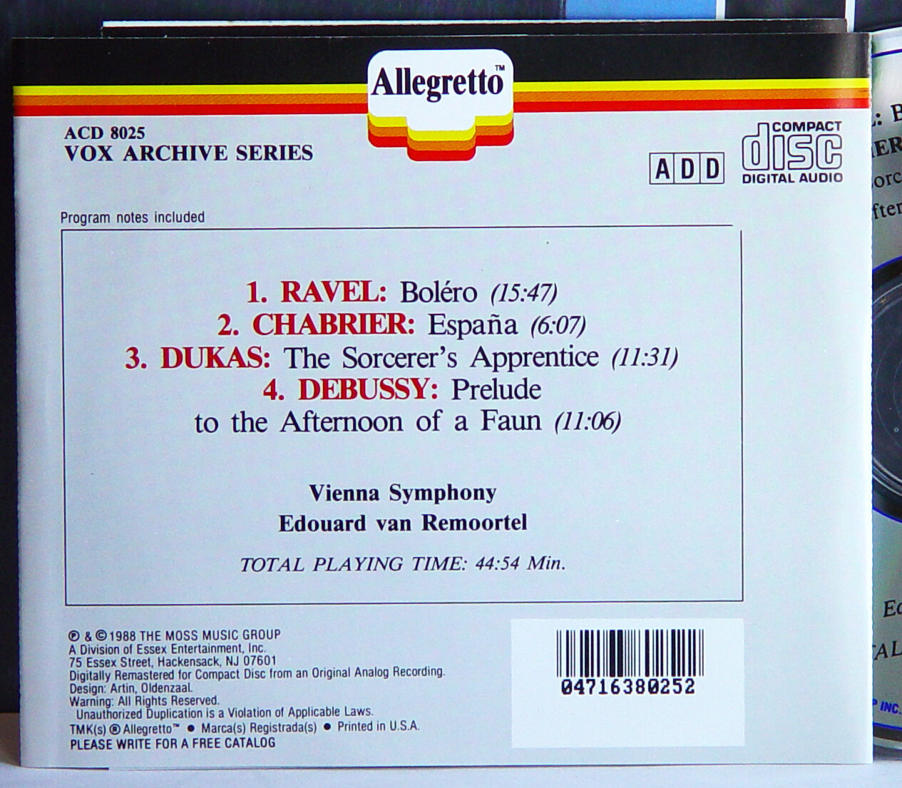 5 Classical CDs Beethoven Vivaldi Handel Ravel Chabrier Debussy Dukas Allegretto Без бренда - фотография #3