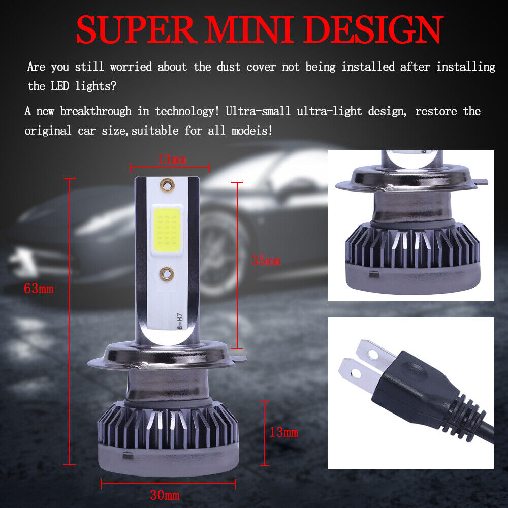 4PCS Mini H7 + H7 Combo LED Headlight Bulbs High Low Beam 240W 52000LM 6000K Kit Stone Banks MNH76KRIT - фотография #7