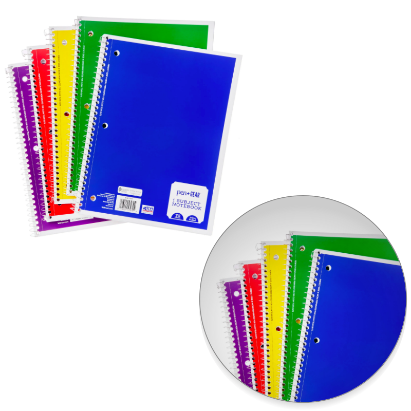 Pen + Gear 1 Subject Spiral Notebook Wide Ruled 70 Sheets Assorted Colors 4 PACK Pen+Gear 026229570704 - фотография #10