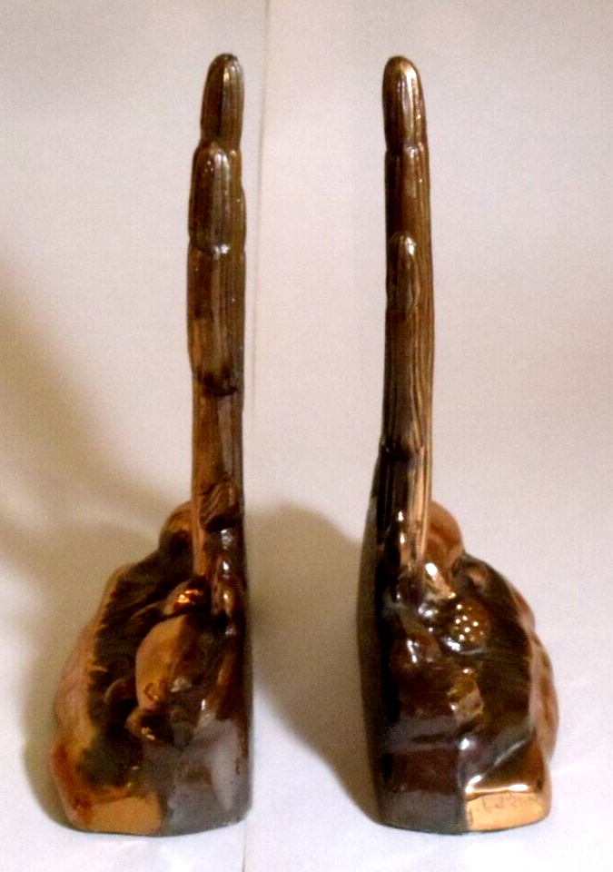 Rare DODGE 1940's-Vintage PRISTINE Antique Copper-Bronze Saguaro Cactus Bookends Dodge Inc. - фотография #4