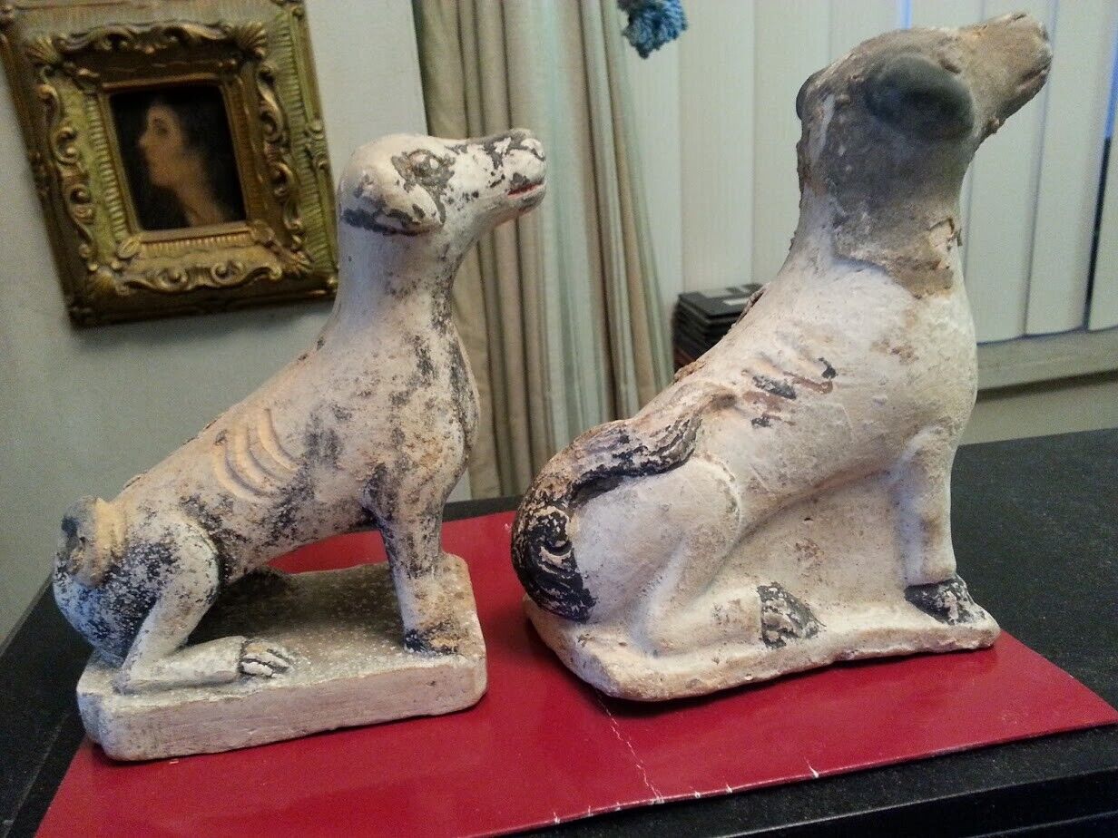 TWO very UNUSUAL WELL MODELED HOUNDS Chinese EARLY TANG DYNASTY [ 7th Century ] Без бренда