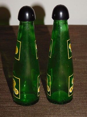 VINTAGE KITCHEN SALT & PEPPER SHAKERS CANADA UP TOWN GLASS BOTTLES Unbranded - фотография #4