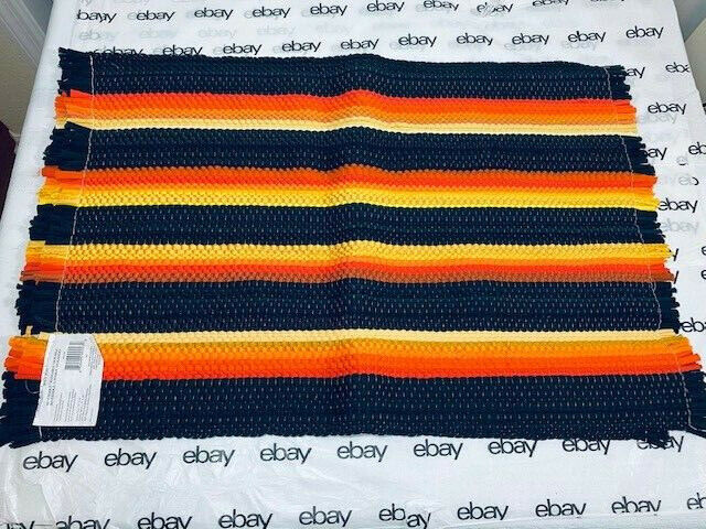 Bolo Striped Rag Throw Rug Black Orange Yellow & Red 28" x 19" LOT 2Colorful NEW Bolo Rug / Greenbrier 87254