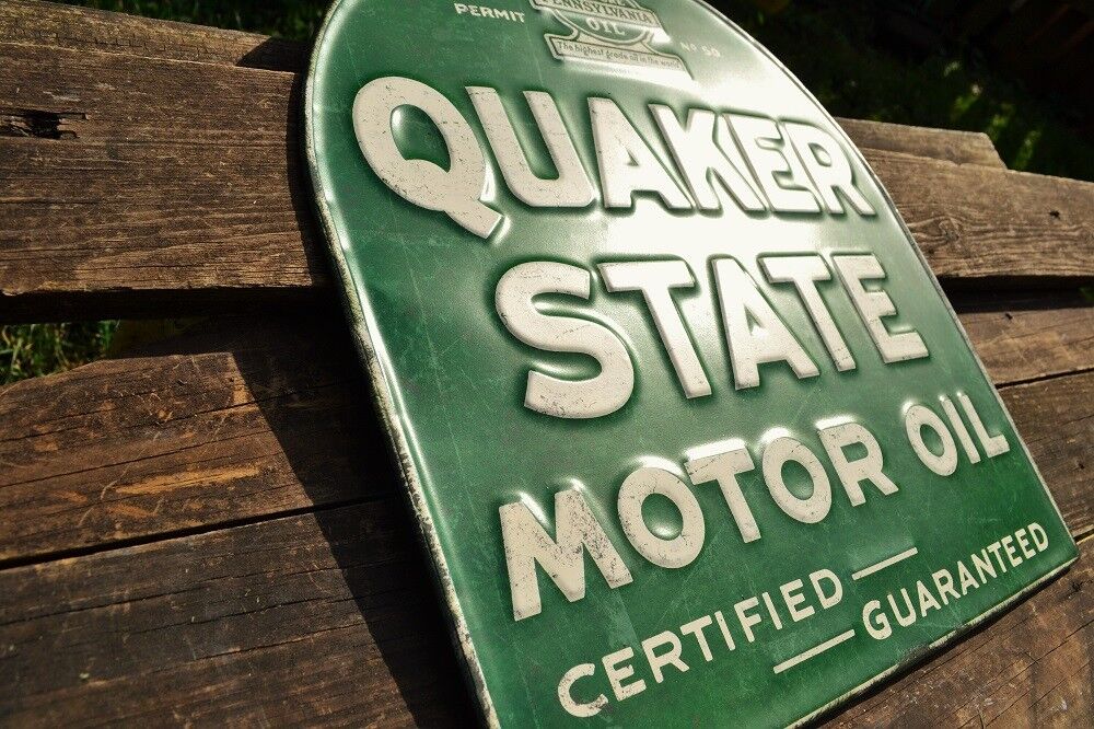Quaker State Motor Oil Embossed Tin Metal Sign - Gasoline - Retro - Tombstone Без бренда - фотография #3
