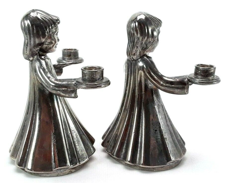 Vintage Choir Girl Mini Taper Candle Holders - Silver Tone -  Made in Italy Unbranded Candle Holders - фотография #6