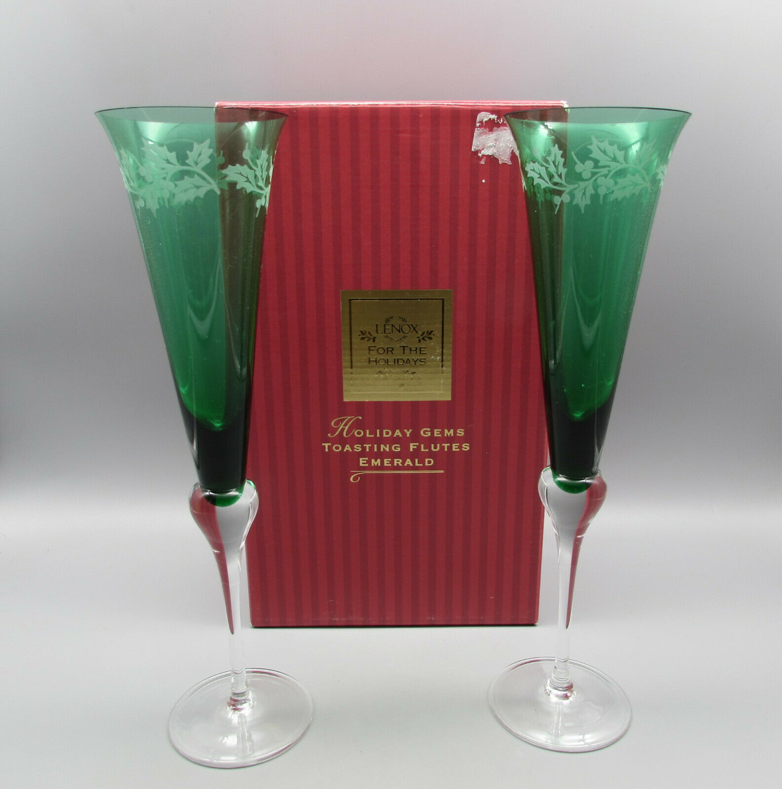 Lenox Crystal Holiday Gems - Emerald Toasting Flutes - Set of Two Lenox LC HOGG/SFL2X2